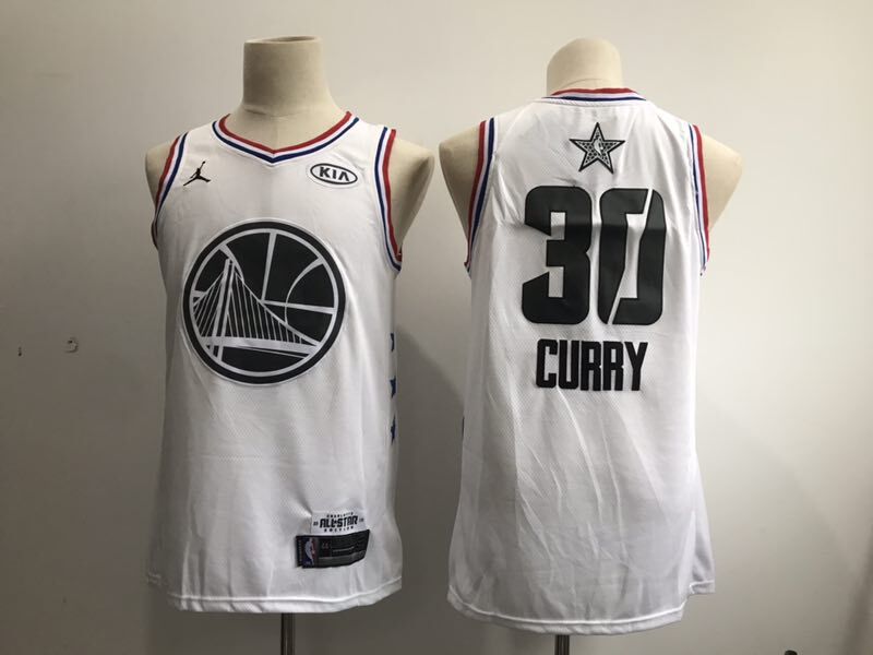 Men Golden State Warriors #30 Curry White 2019 All Star NBA Jerseys